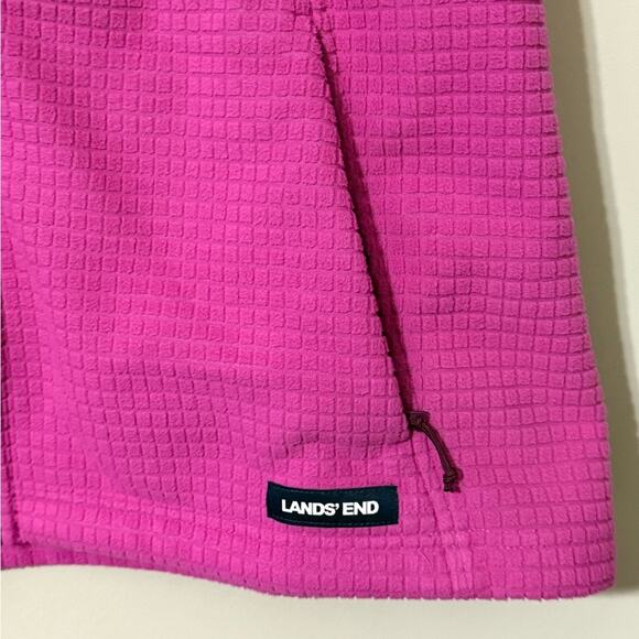 Lands' End plus size 14-16 grid fleece full zip vest 2 pockets casual wear pink - Picture 2 of 13